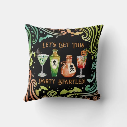カクテルとコスチュームハローウィンパーティ クッション (裏面)