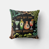 カクテルとコスチュームハローウィンパーティ クッション (正面)