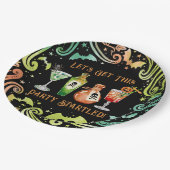 カクテルとコスチュームハローウィンパーティ ペーパープレート (アングル)