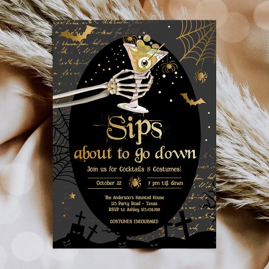 カクテルとコスチュームブリューブボスブーズハロウィーン 招待状