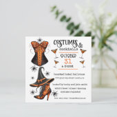 カクテルとコスチューム オレンジとブラック ハロウィン 招待状 (スタンド正面)