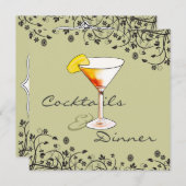 カクテルとディナーバースデーパーティー 招待状 (正面/裏面)