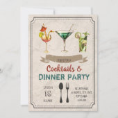 カクテルとディナーパーティの招待状 招待状 (正面)