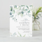 カクテルとディナーパーティー ユーカリ ボタニカル 招待状 (スタンド正面)