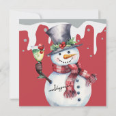 カクテルとドリンク付きクリスマス雪だるま 招待状 (裏面)