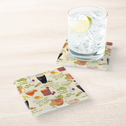 カクテルと会話 ガラスコースター (アングル)
