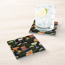 カクテルと熟考 ガラスコースター