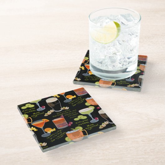 カクテルと熟考 ガラスコースター (アングル)