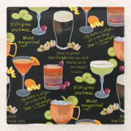 カクテルと熟考 ガラスコースター