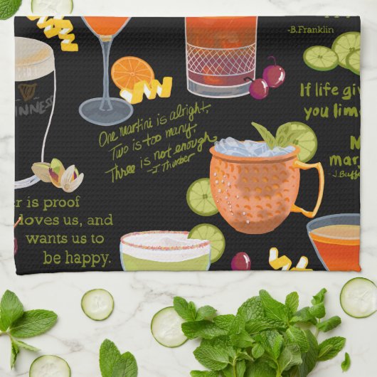 カクテルと熟考 キッチンタオル (折り畳み)