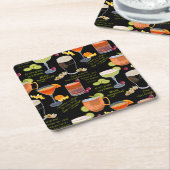 カクテルと熟考 スクエアペーパーコースター (アングル)