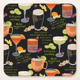 カクテルと熟考 スクエアペーパーコースター