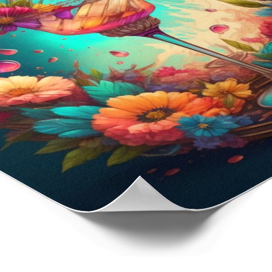 カクテルと花 ポスター (角)