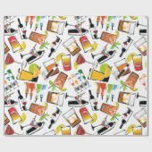 カクテルのナイトライフイラストレーション ラッピングペーパー (フラット)