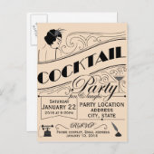 カクテルのパーティの招待状 インビテーションポストカード (正面/裏面)