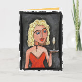 カクテルのブロンドの女性-パーティの招待状/お祝いカード 招待状 (正面)