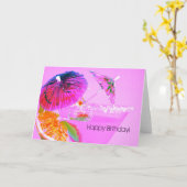 カクテルの傘のハッピーバースデーカード カード (黄色い花)