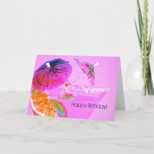 カクテルの傘のハッピーバースデーカード カード (正面)