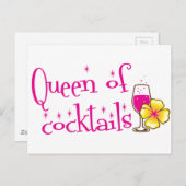 カクテルの女王！ ワイングラスとトロピカル ポストカード (正面/裏面)
