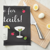 カクテルの時間クラシックレトロドリンク黒 キッチンタオル (四つ折り)