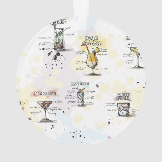 カクテルの飲み物のレシピのデザイン オーナメント (裏面)