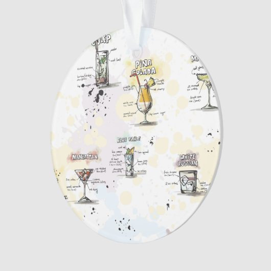 カクテルの飲み物のレシピのデザイン オーナメント (正面)