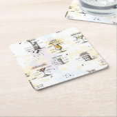 カクテルの飲み物のレシピのデザイン スクエアペーパーコースター (アングル)