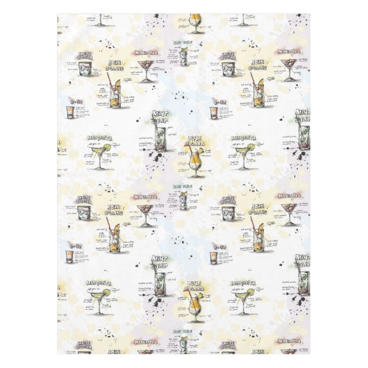 カクテルの飲み物のレシピのデザイン テーブルクロス (正面)