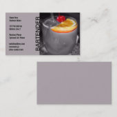 カクテルの飲み物の写真のパブのバー|のバーテンダーの灰色 名刺 (正面/裏面)