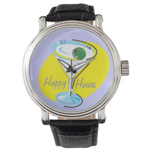 カクテルのHour_retro-styleマルティーニGlass_Happy時間 腕時計