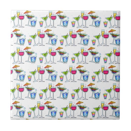 カクテルはガラスのタイル-コースター-をTRIVET持ち上げます タイル (正面)