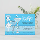 カクテルを持つハヌカーのパーティの招待状 招待状 (スタンド正面)