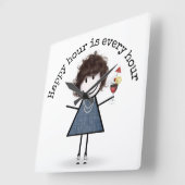 カクテルを添えたハッピーアワースティックガール スクエア壁時計 (傾斜)