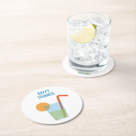 カクテルを添えた夏のコースター ラウンドペーパーコースター (インサイチュ)