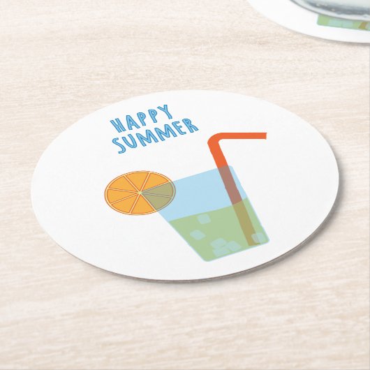 カクテルを添えた夏のコースター ラウンドペーパーコースター (アングル)
