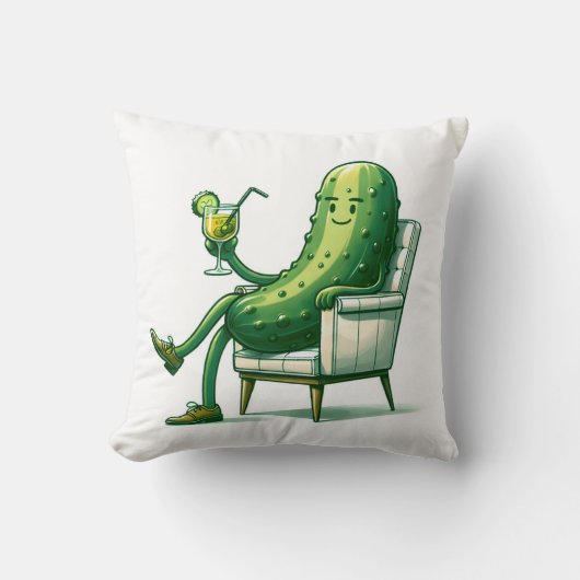 カクテルを添えた大きなディルの漬物 クッション (正面)