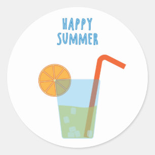 カクテルを貼った夏の幸せなステッカー ラウンドシール