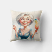 カクテルを飲む上品な老婦人 クッション (裏面)