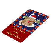 カクテルを飲む猫+文字クリスマスマグネット マグネット (左側)