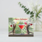 カクテルを飲んでいるサンタのリス シーズンポストカード (スタンド正面)