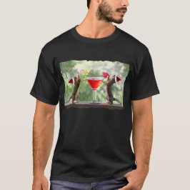 カクテルを飲んでいるサンタのリス Tシャツ