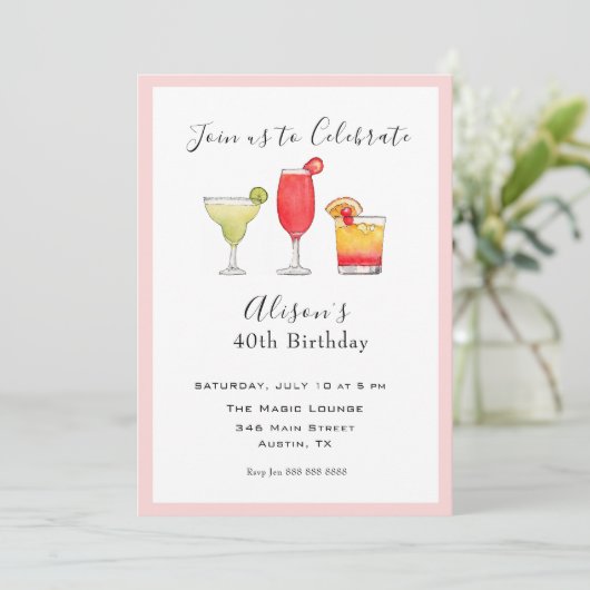 カクテルアダルトバースデーパーティーへの招待 案内状 (スタンド正面)