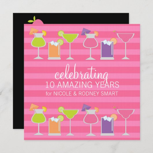 カクテルアニバーサリーパーティの招待状 招待状 (正面/裏面)