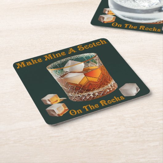 カクテルアワーで岩の上に私のスコッチを作る スクエアペーパーコースター (アングル)