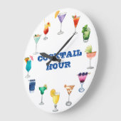 カクテルアワーウォーターカラードリンクmartini ラージ壁時計 (傾斜)