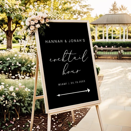 カクテルアワーエレガントク書結婚のブラック ポスター