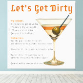 カクテルアワーダーティマルティーニレシピ キャンバスプリント (インサイチュ (ウッドフロア))