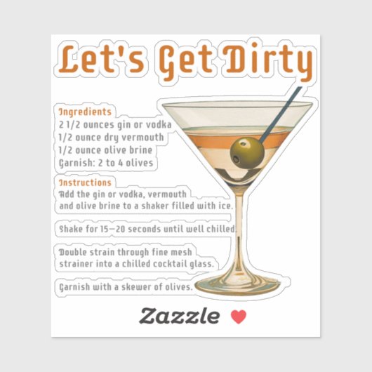 カクテルアワーダーティマルティーニレシピ シール (シート)