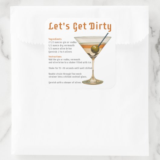 カクテルアワーダーティマルティーニレシピ スクエアシール (バッグ)