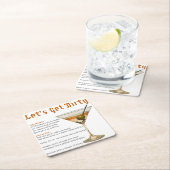 カクテルアワーダーティマルティーニレシピ スクエアペーパーコースター (インサイチュ)